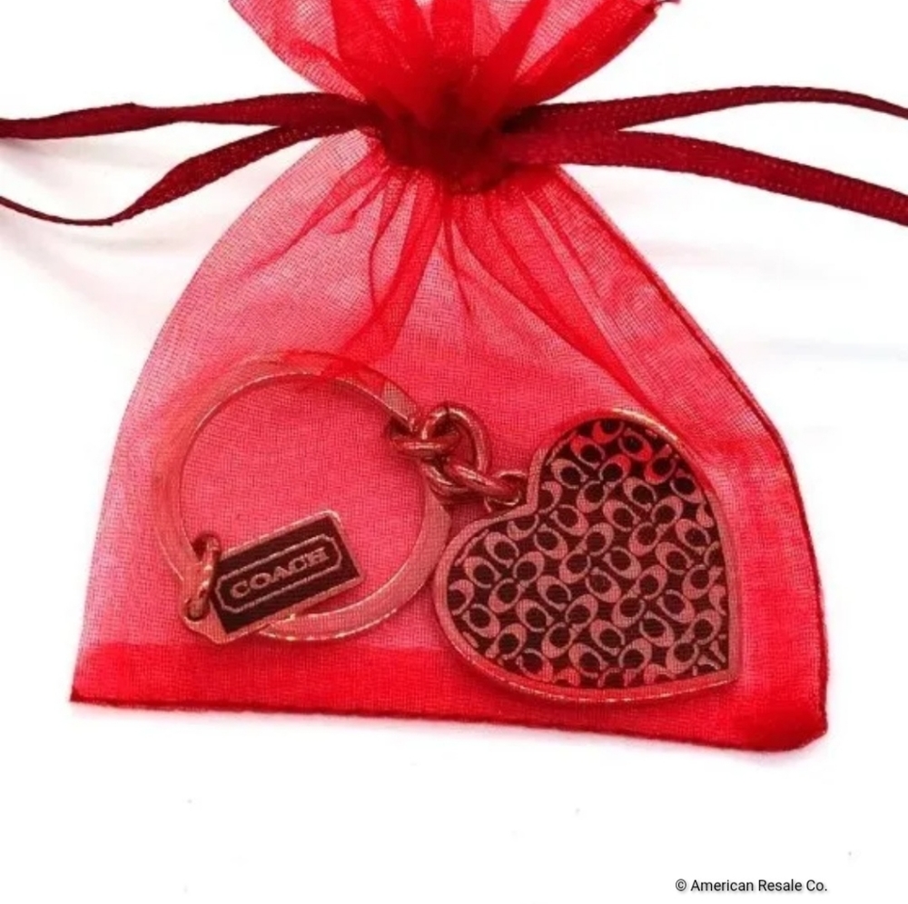 COACH Vintage Green Enamel Heart Keychain Fob - Picture 7 of 7